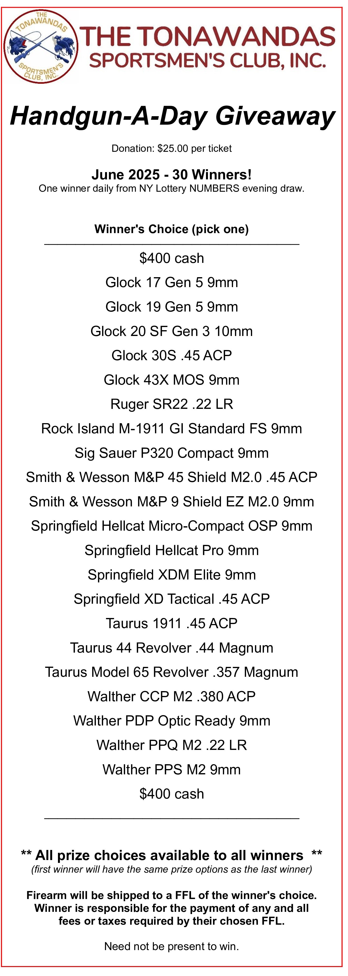 Handgun-A-Day Giveaway (Ticket #s 000 to 099)